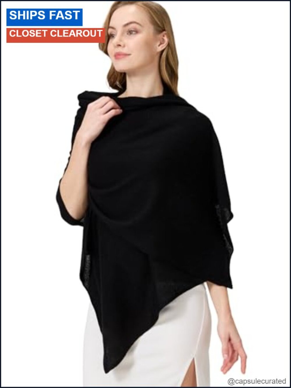 100% Cashmere Wrap Shawl, Knitted Lightweight Travel Scarf